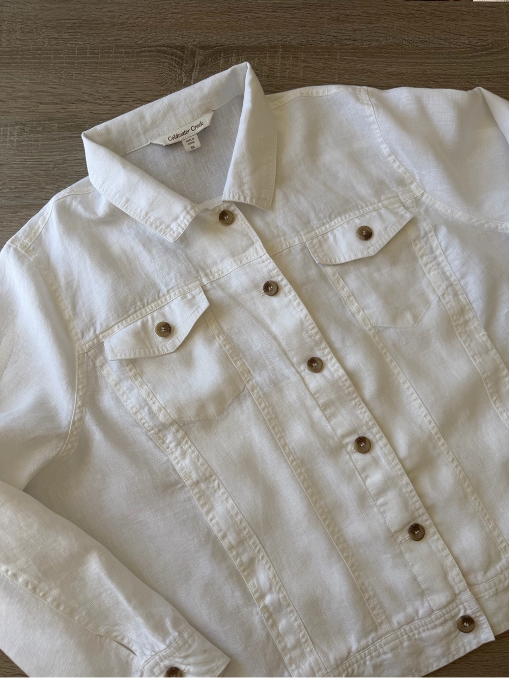 Coldwater Creek Journeys Lightweight Washable Linen Jacket 3X